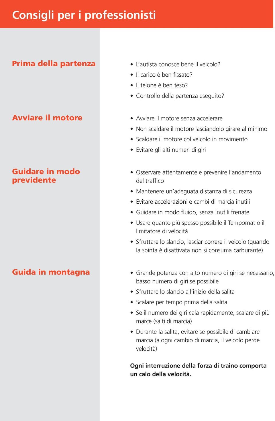 previdente Osservare attentamente e prevenire l andamento del traffico Mantenere un adeguata distanza di sicurezza Evitare accelerazioni e cambi di marcia inutili Guidare in modo fluido, senza