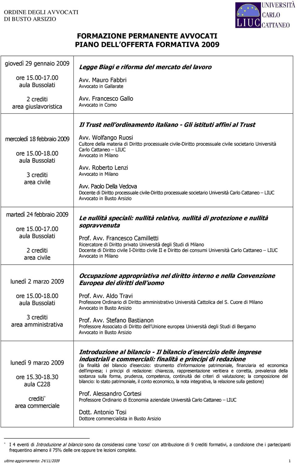 Wolfango Ruosi Cultore della materia di Diritto processuale civile-diritto processuale civile societario Università Carlo Cattaneo LIUC Avv.