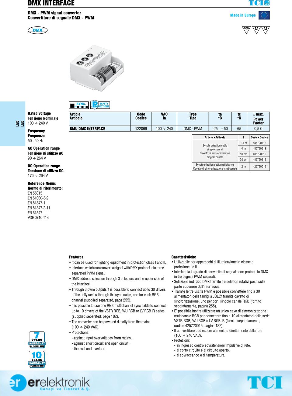 Power Factor BMU DMX ITERFACE 122066 100 240 DMX - PWM -25.