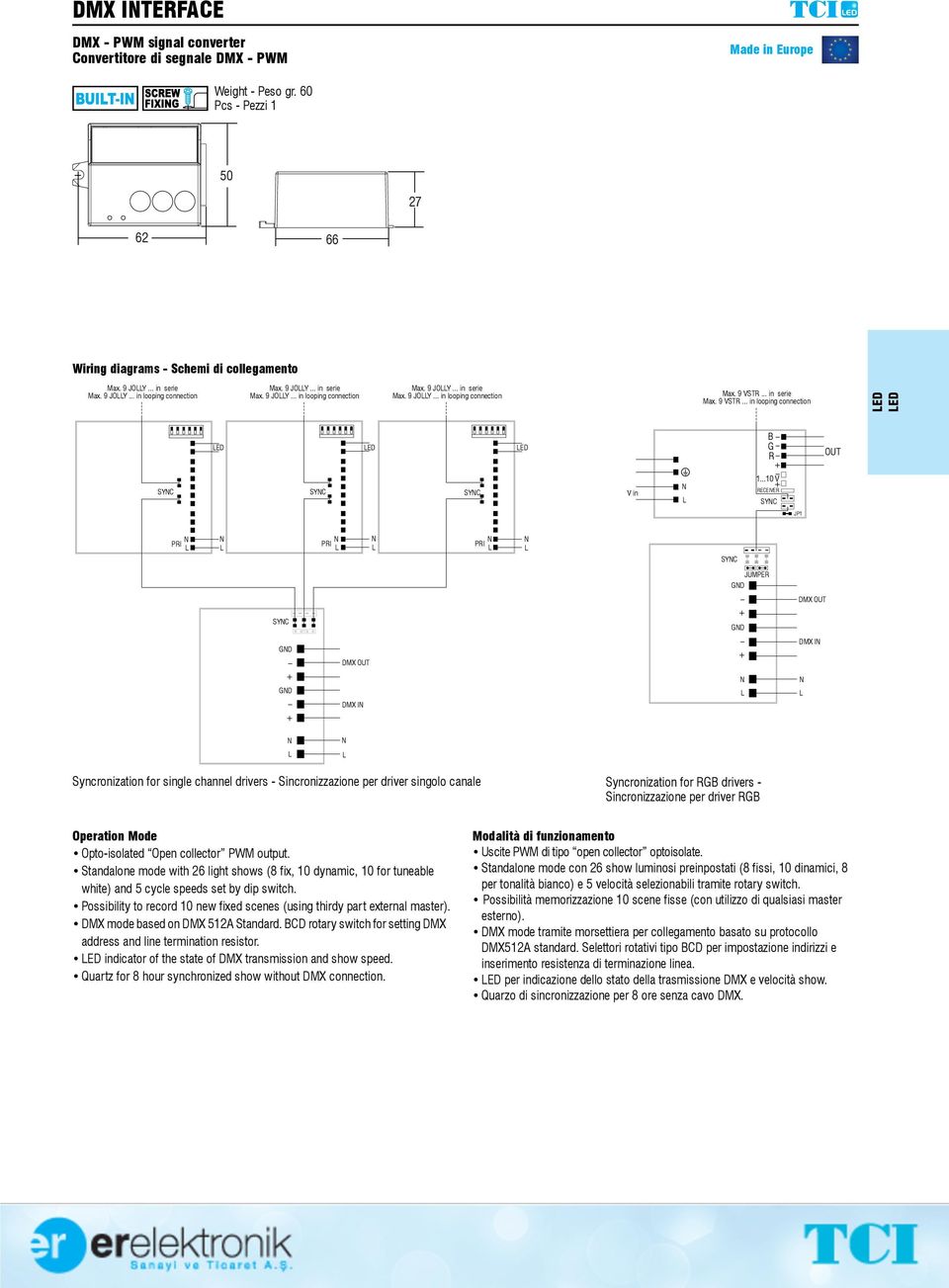 ..10 V RECEIVER SYC OUT JP1 PRI PRI PRI SYC JUMPER GD DMX OUT SYC GD DMX OUT GD DMX I GD DMX I Syncronization for single channel drivers - Sincronizzazione per driver singolo canale Syncronization