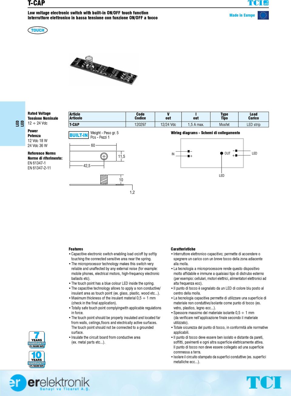 Mosfet strip 42,5 Weight - Peso gr.