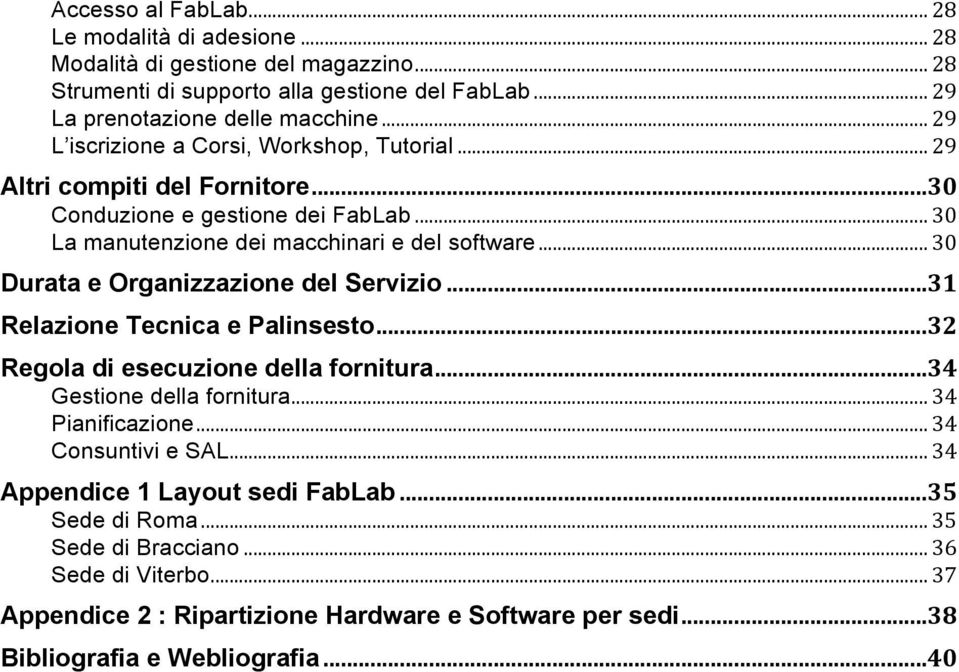 .. 30 Durata e Organizzazione del Servizio... 31 Relazione Tecnica e Palinsesto... 32 Regola di esecuzione della fornitura... 34 Gestione della fornitura... 34 Pianificazione.