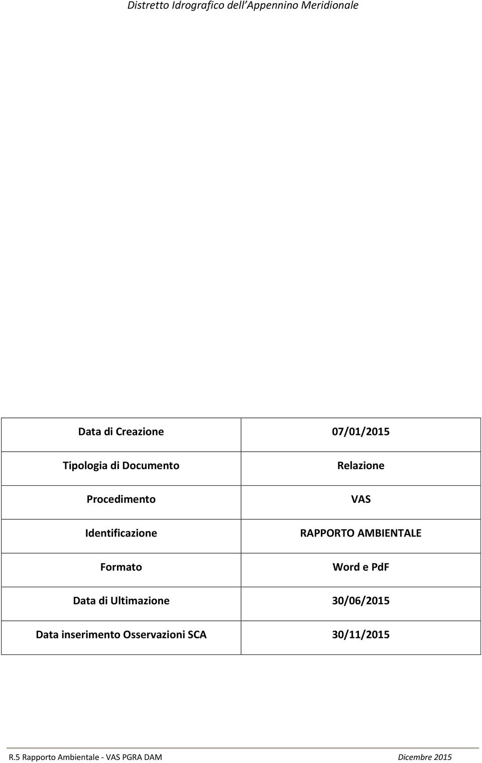 RAPPORTO AMBIENTALE Word e PdF Data di Ultimazione