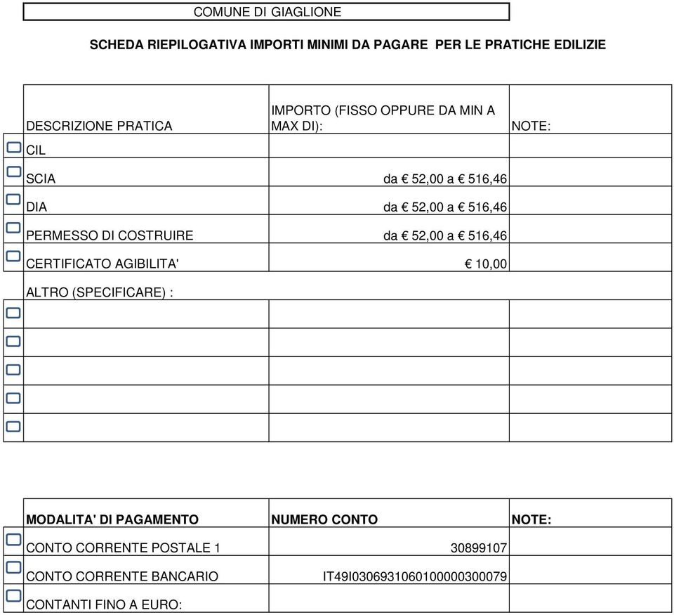 52,00 a 516,46 CERTIFICATO AGIBILITA' 10,00 CONTO