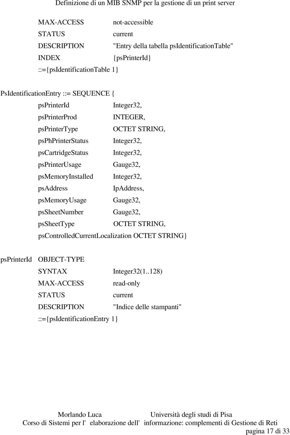 psprinterusage Gauge32, psmemoryinstalled, psaddress IpAddress, psmemoryusage Gauge32, pssheetnumber Gauge32, pssheettype OCTET STRING,