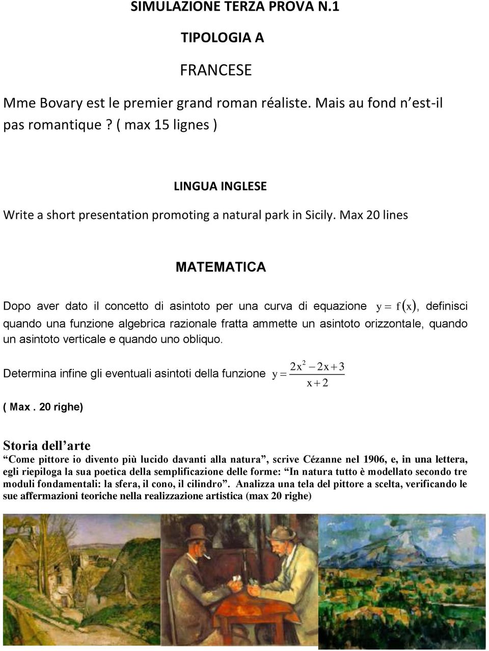 Max 20 lines MATEMATICA Dopo aver dato il concetto di asintoto per una curva di equazione y f x, definisci quando una funzione algebrica razionale fratta ammette un asintoto orizzontale, quando un