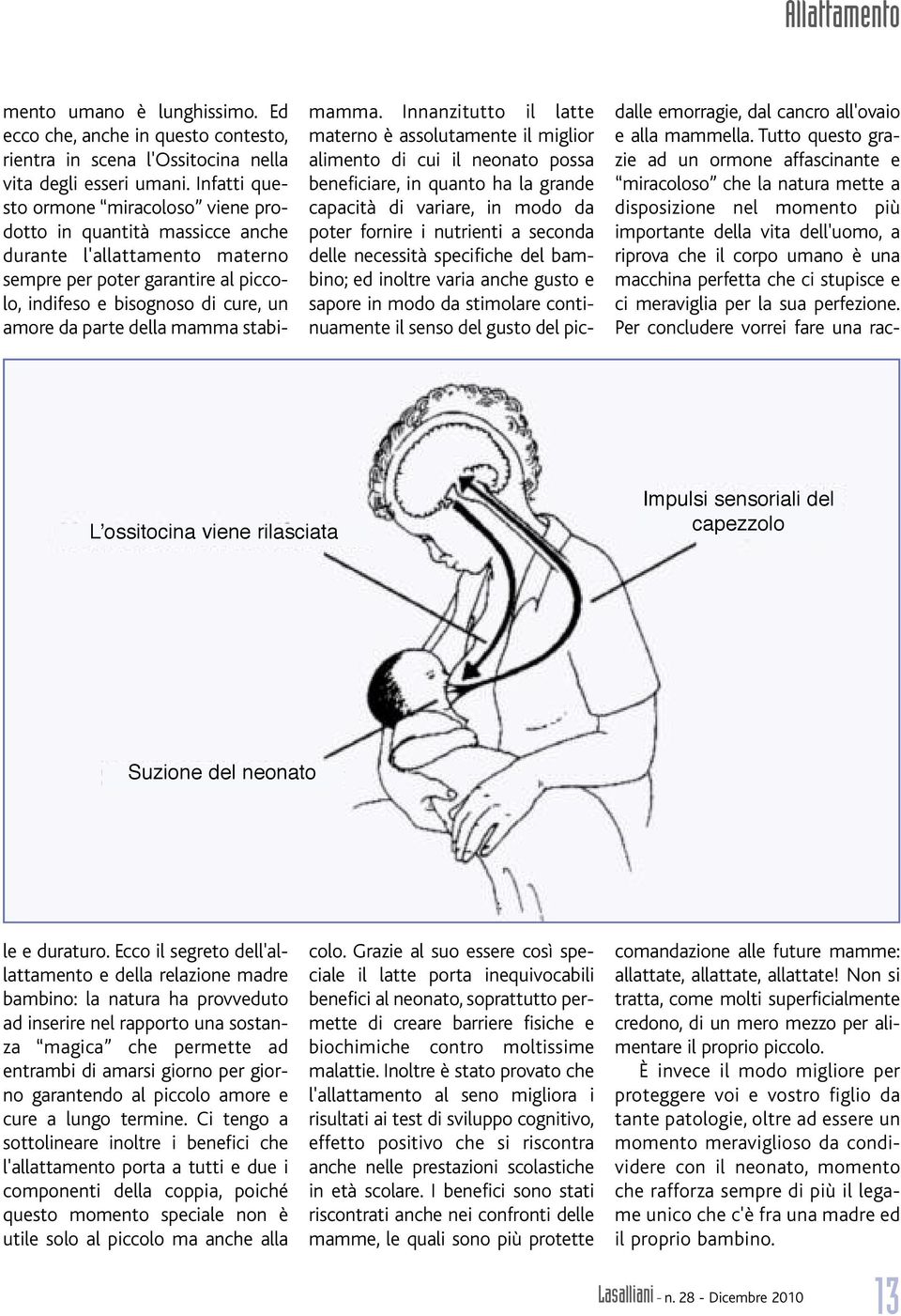 Infatti questo ormone miracoloso viene prodotto in quantità massicce anche durante l'allattamento materno sempre per poter garantire al piccolo, indifeso e bisognoso di cure, un amore da parte della