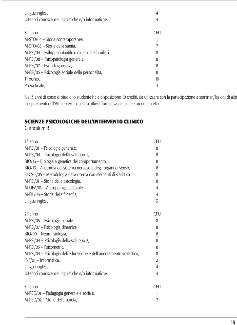 disposizione 10 crediti, da utilizzare con la partecipazione a seminari/lezioni di altri insegnamenti dell Ateneo e/o con altra attività formativa da lui liberamente scelta.