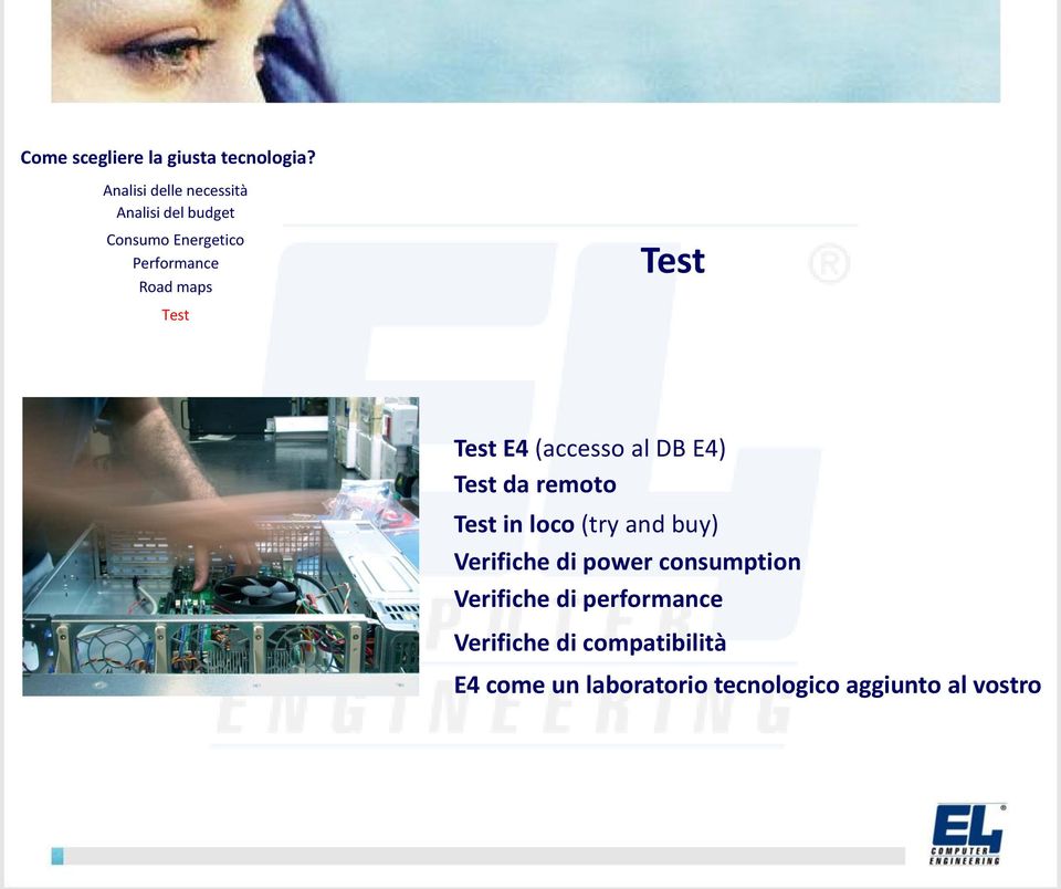 Test Test Test E4 (accesso al DB E4) Test da remoto Test in loco (try and buy)