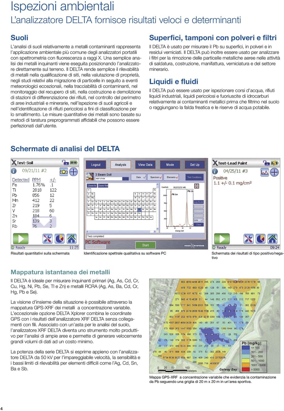 Il DELTA rende semplice il rilevabilità di metalli nella qualificazione di siti, nella valutazione di proprietà, negli studi relativi alla migrazione di particelle in seguito a eventi meteorologici