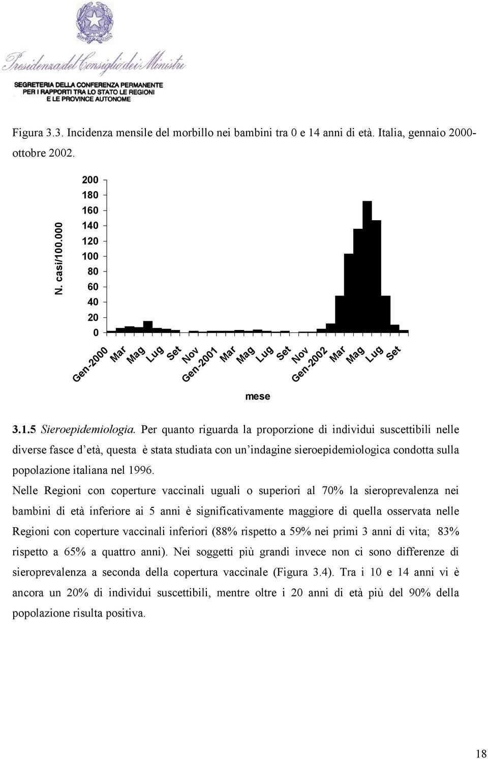 Per quanto riguarda la proporzione di individui suscettibili nelle diverse fasce d età, questa è stata studiata con un indagine sieroepidemiologica condotta sulla popolazione italiana nel 1996.