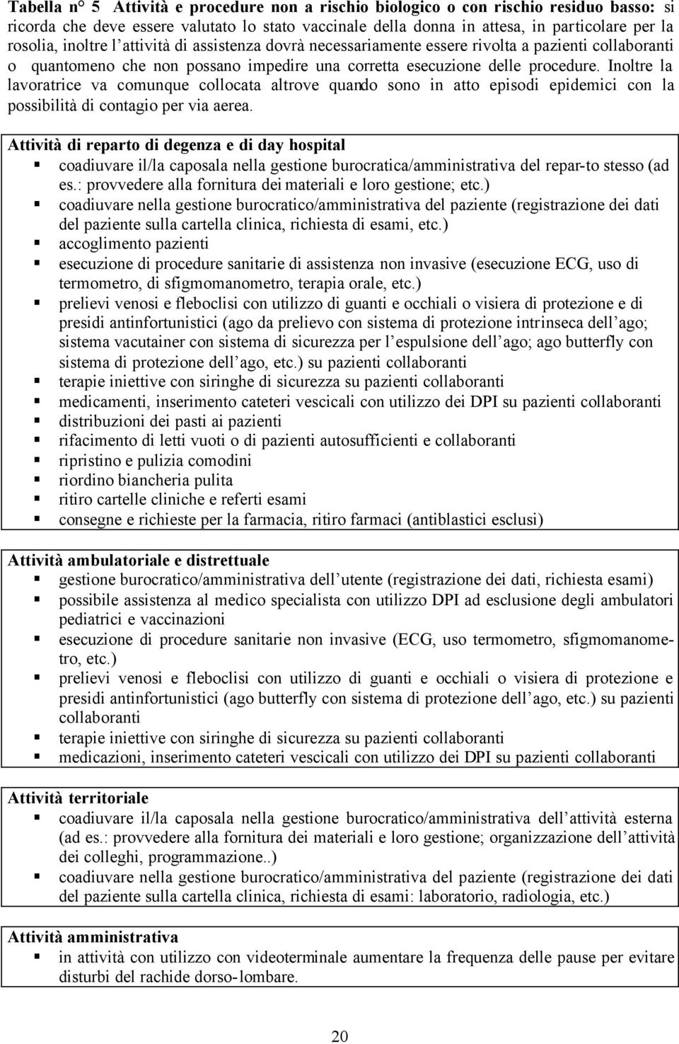 Inoltre la lavoratrice va comunque collocata altrove quando sono in atto episodi epidemici con la possibilità di contagio per via aerea.