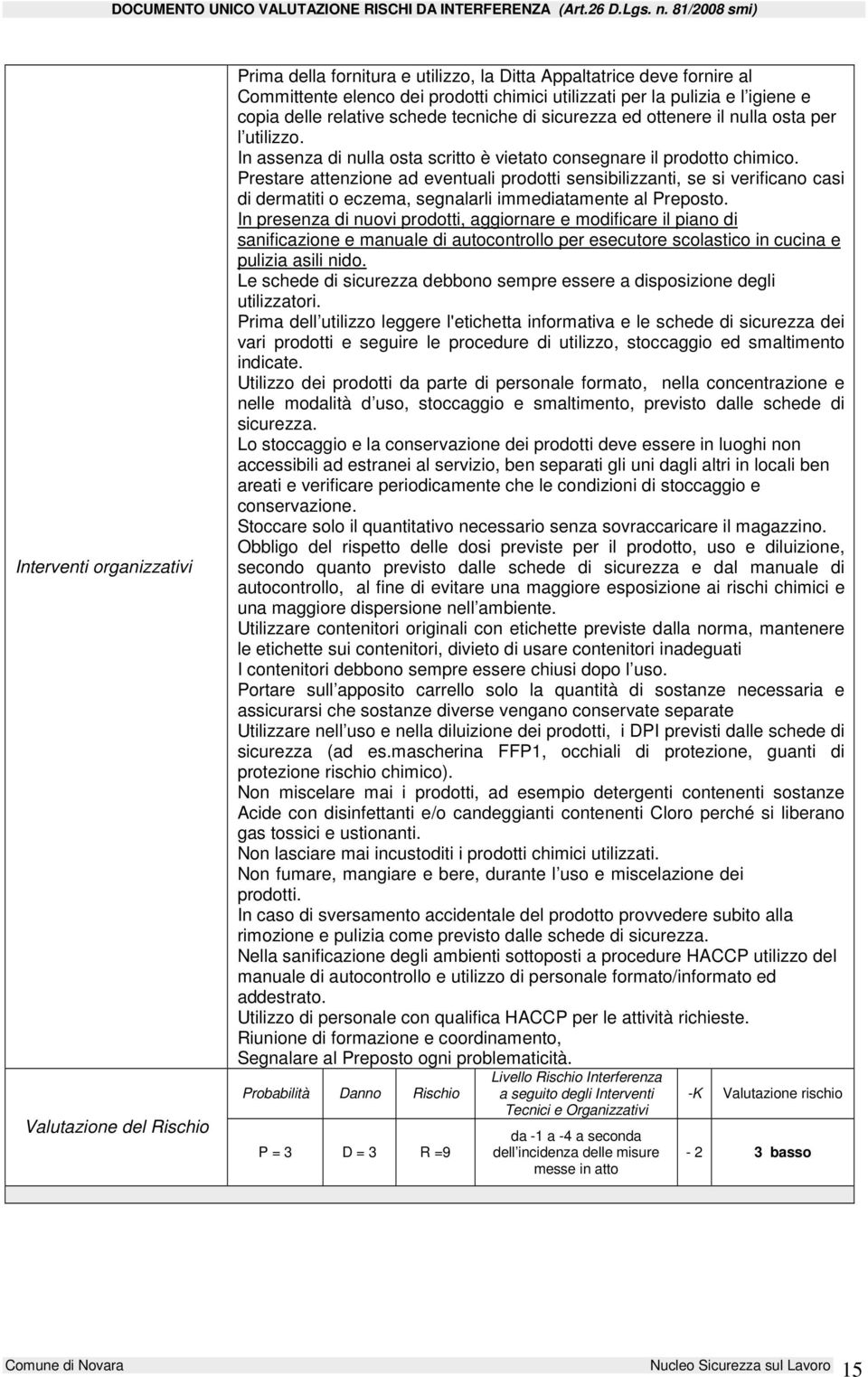 Prestare attenzione ad eventuali prodotti sensibilizzanti, se si verificano casi di dermatiti o eczema, segnalarli immediatamente al Preposto.