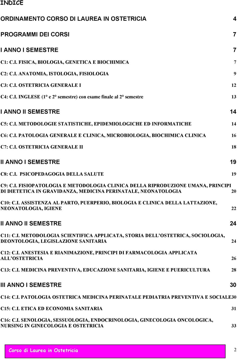 I. OSTETRIIA GENERALE II 8 II ANNO I SEMESTRE 9 8:.I. PSIOPEDAGOGIA DELLA SALUTE 9 9:.I. FISIOPATOLOGIA E METODOLOGIA LINIA DELLA RIPRODUZIONE UMANA, PRINIPI DI DIETETIA IN GRAVIDANZA, MEDIINA PERINATALE, NEONATOLOGIA 20 0:.