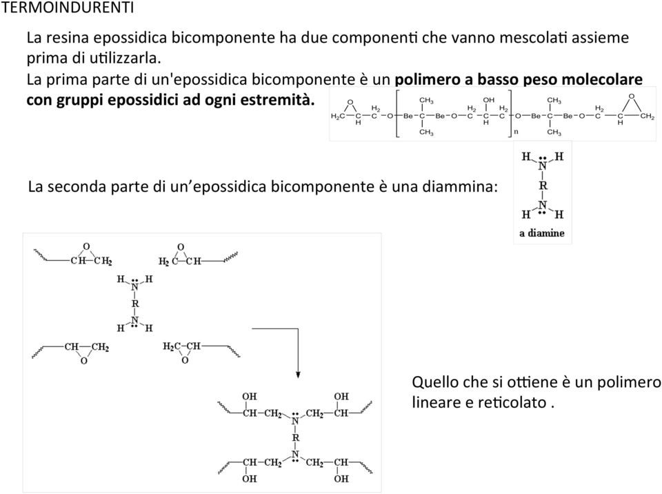 La prima parte di un'epossidica bicomponente è un polimero a basso peso molecolare