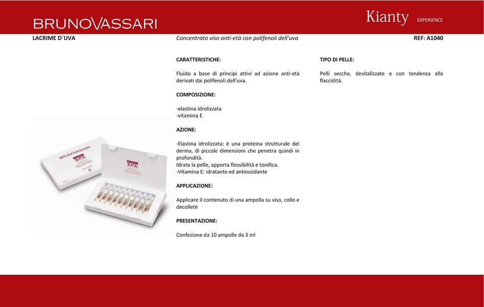 -elastina idrolizzata -vitamina E -Elastina idrolizzata: è una proteina strutturale del derma, di piccole dimensioni che penetra quindi in