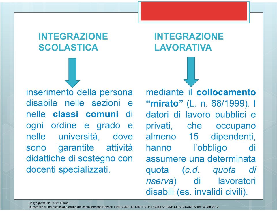 mediante il collocamento mirato (L. n. 68/1999).