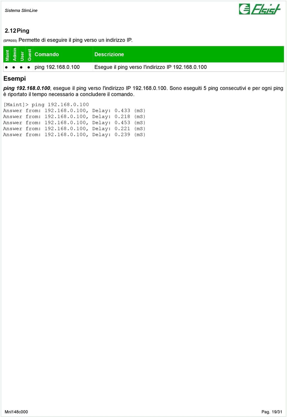 []> ping 192.168.0.100 Answer from: 192.168.0.100, Delay: 0.433 (ms) Answer from: 192.168.0.100, Delay: 0.218 (ms) Answer from: 192.168.0.100, Delay: 0.453 (ms) Answer from: 192.