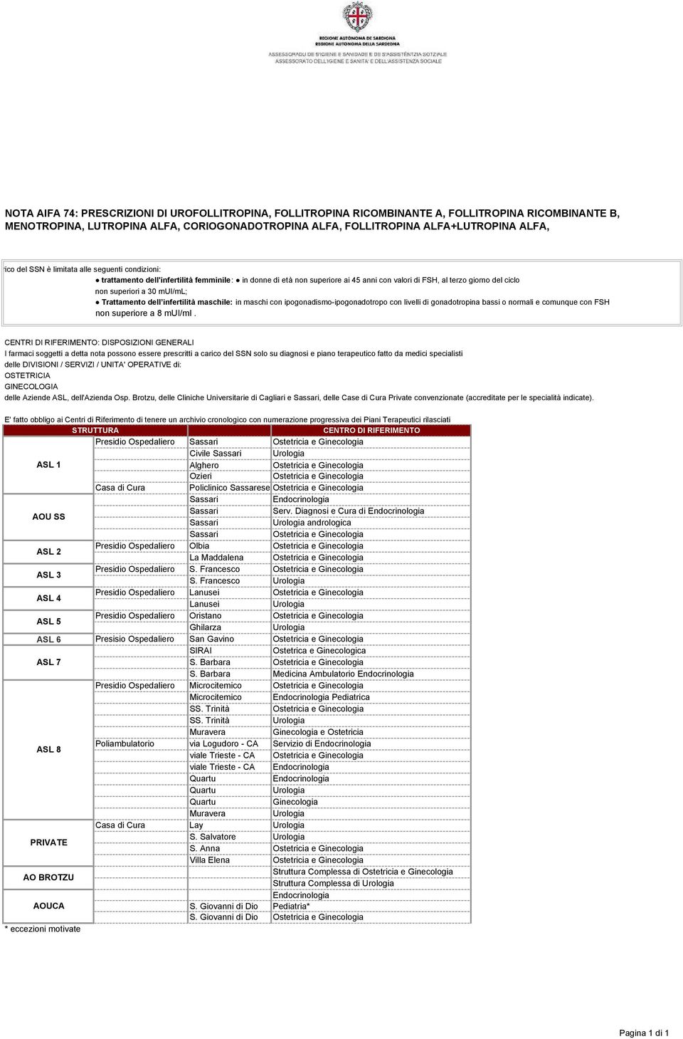 mui/ml; Trattamento dell infertilità maschile: in maschi con ipogonadismo-ipogonadotropo con livelli di gonadotropina bassi o normali e comunque con FSH non superiore a 8 mui/ml.