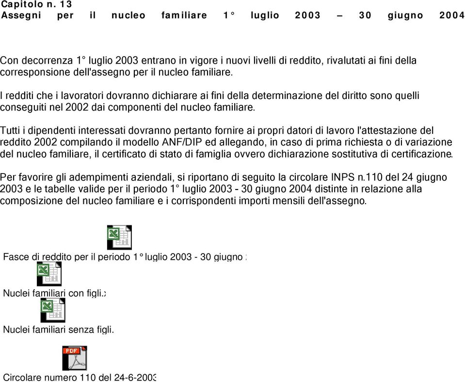 nucleo familiare. I redditi che i lavoratori dovranno dichiarare ai fini della determinazione del diritto sono quelli conseguiti nel 2002 dai componenti del nucleo familiare.