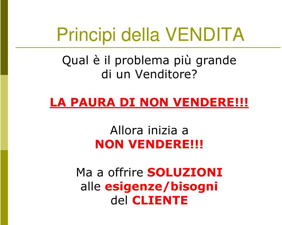 LA PAURA DI NON VENDERE!