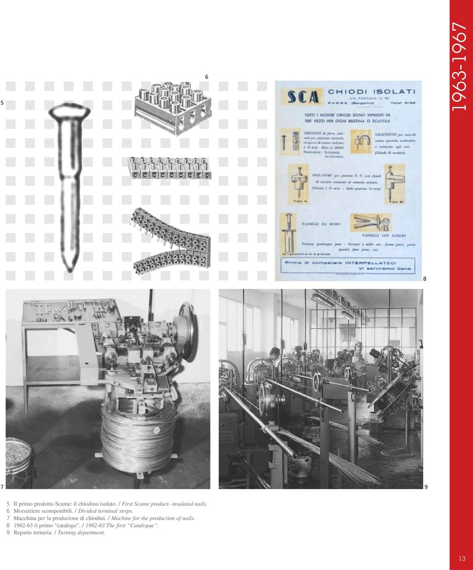 / Divided terminal strips. 7 Macchina per la produzione di chiodini.
