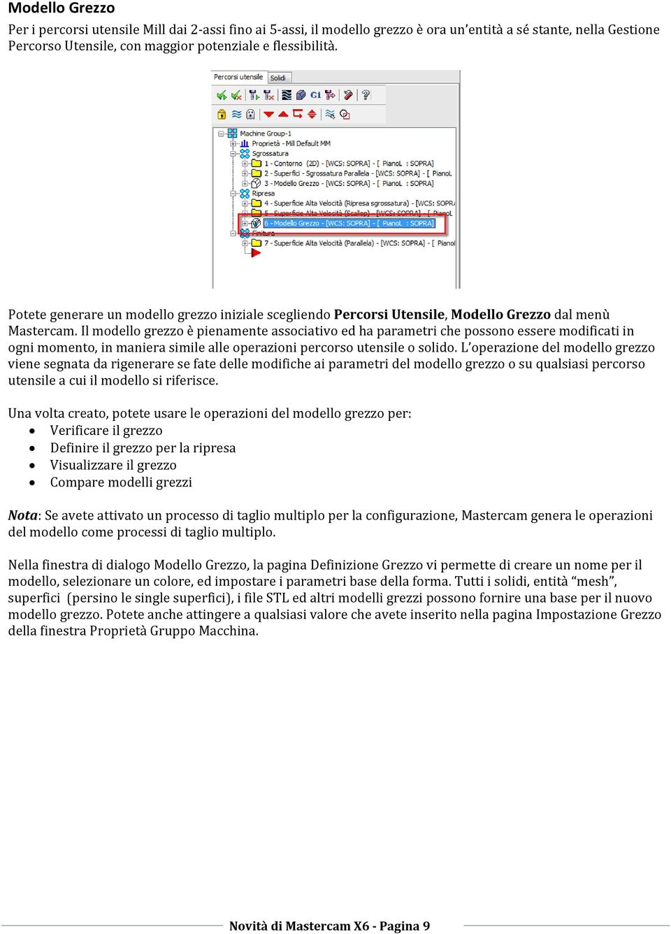 Il modello grezzo è pienamente associativo ed ha parametri che possono essere modificati in ogni momento, in maniera simile alle operazioni percorso utensile o solido.