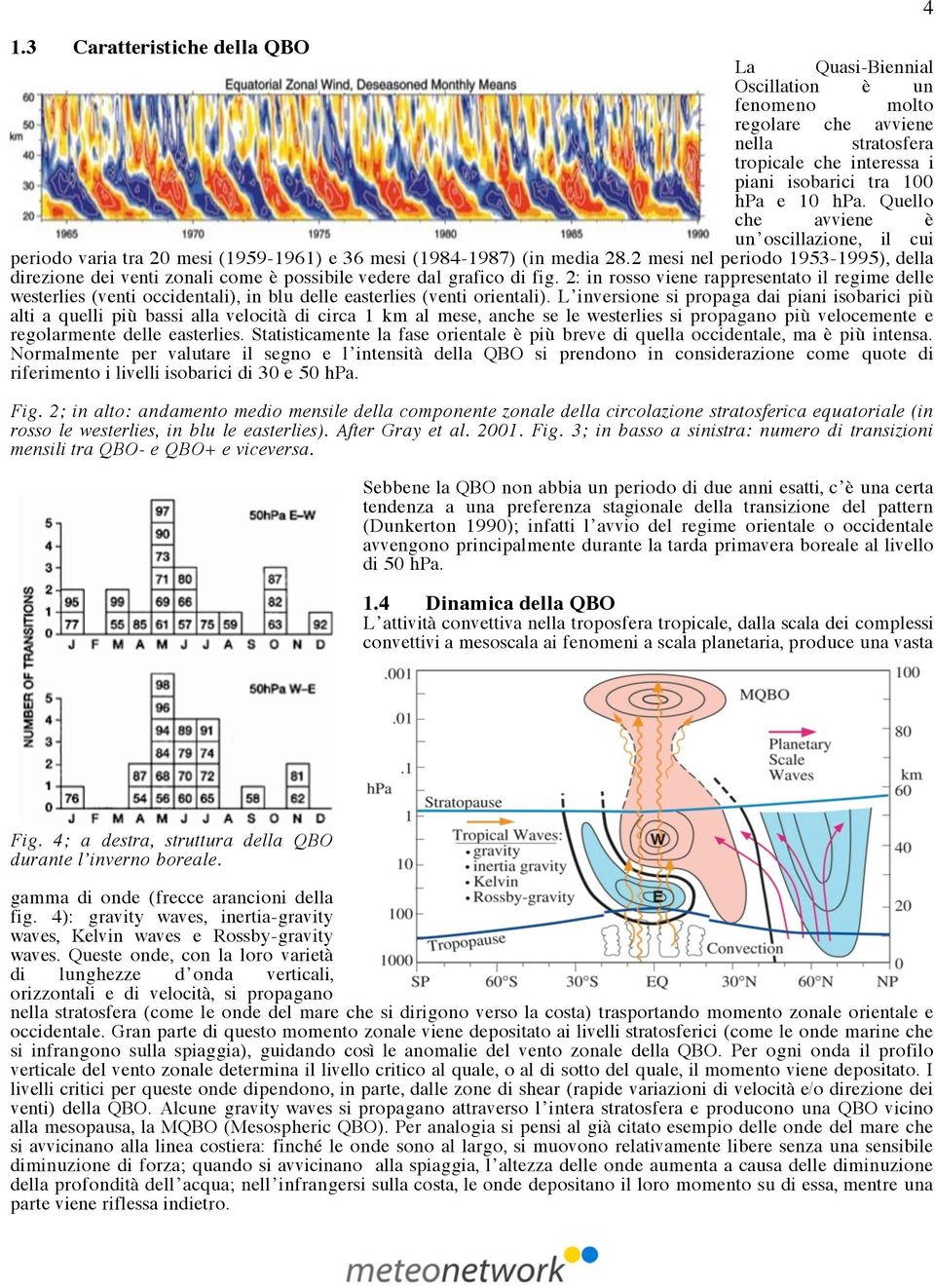 2 mesi nel periodo 1953-1995), della direzione dei venti zonali come è possibile vedere dal grafico di fig.