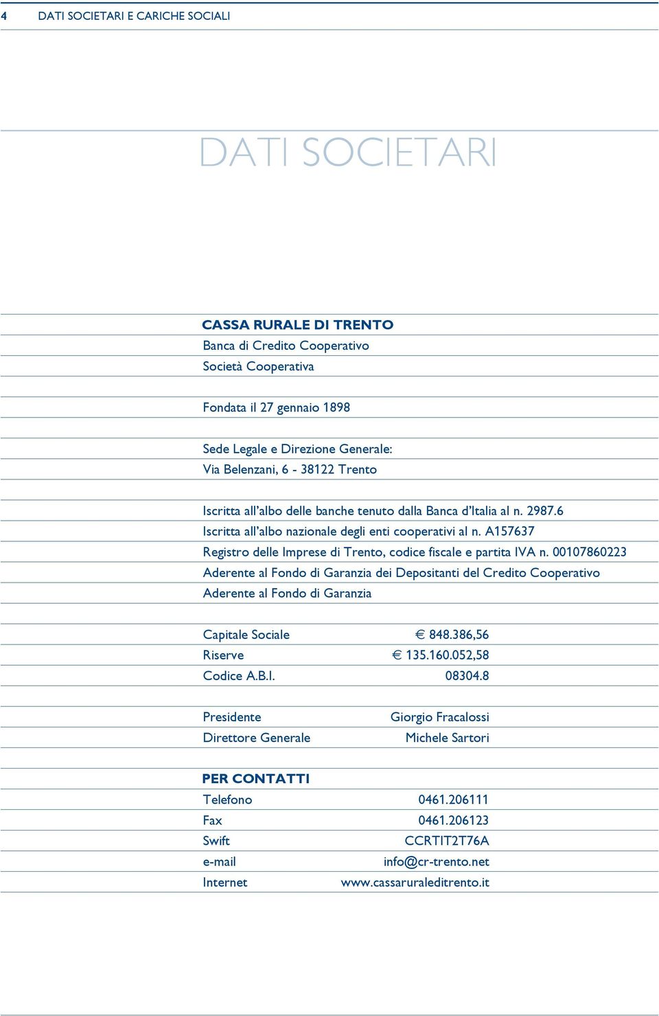 A157637 Registro delle Imprese di Trento, codice fiscale e partita IVA n.
