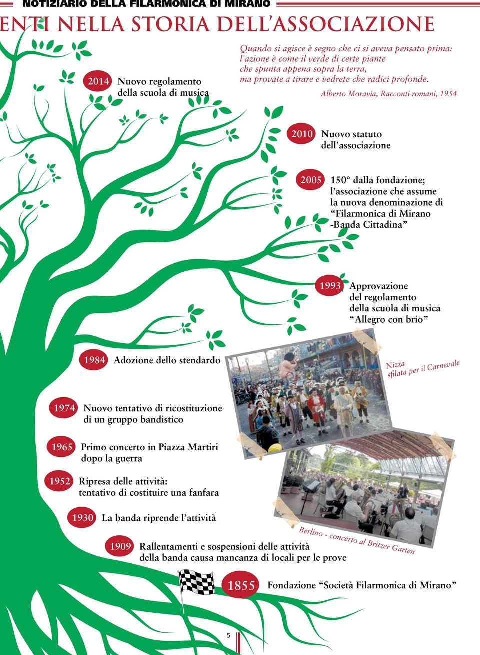 Alberto Moravia, Racconti romani, 1954 2010 Nuovo statuto dell associazione 2005 150 dalla fondazione; l associazione che assume la nuova denominazione di Filarmonica di Mirano -Banda Cittadina 1993