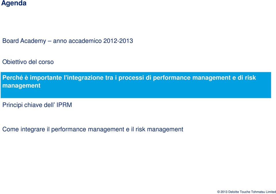 performance management e di risk management Principi chiave