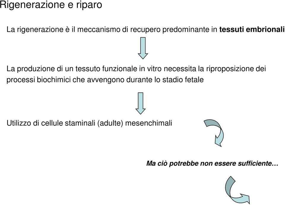 riproposizione dei processi biochimici che avvengono durante lo stadio fetale