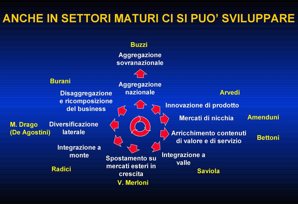 Drago Diversificazione (De Agostini) laterale Integrazione a monte Radici Aggregazione nazionale