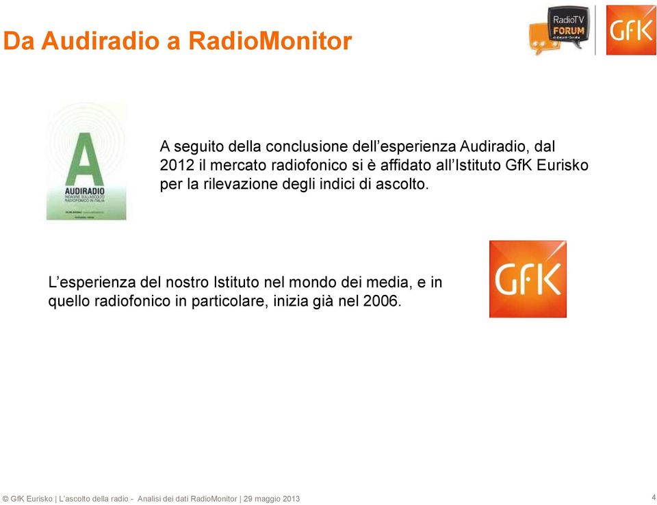 Eurisko per la rilevazione degli indici di ascolto.