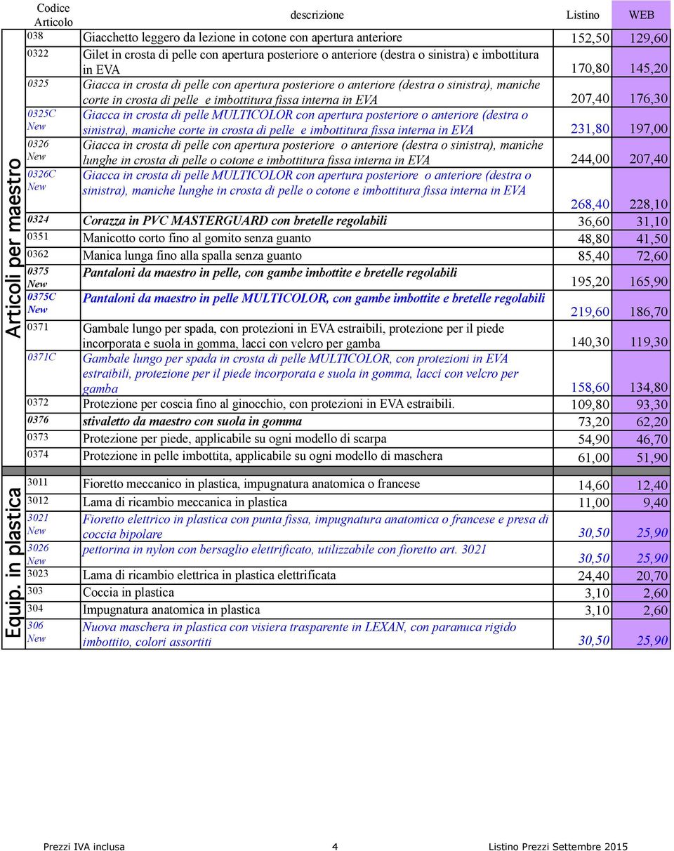 170,80 145,20 0325 Giacca in crosta di pelle con apertura posteriore o anteriore (destra o sinistra), maniche corte in crosta di pelle e imbottitura fissa interna in EVA 207,40 176,30 0325C Giacca in