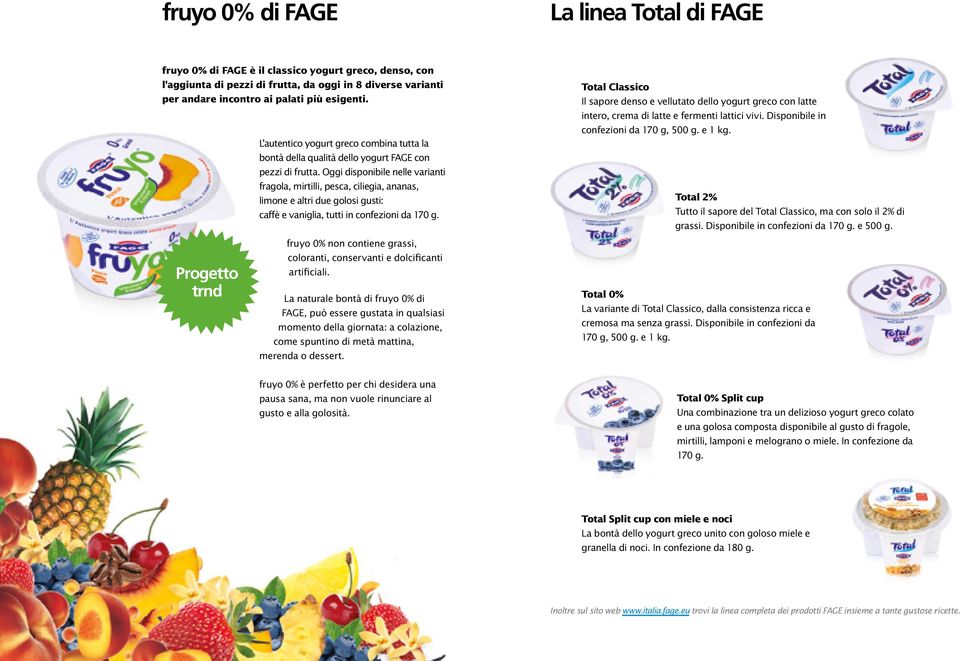 Oggi disponibile nelle varianti fragola, mirtilli, pesca, ciliegia, ananas, limone e altri due golosi gusti: caffè e vaniglia, tutti in confezioni da 170 g.
