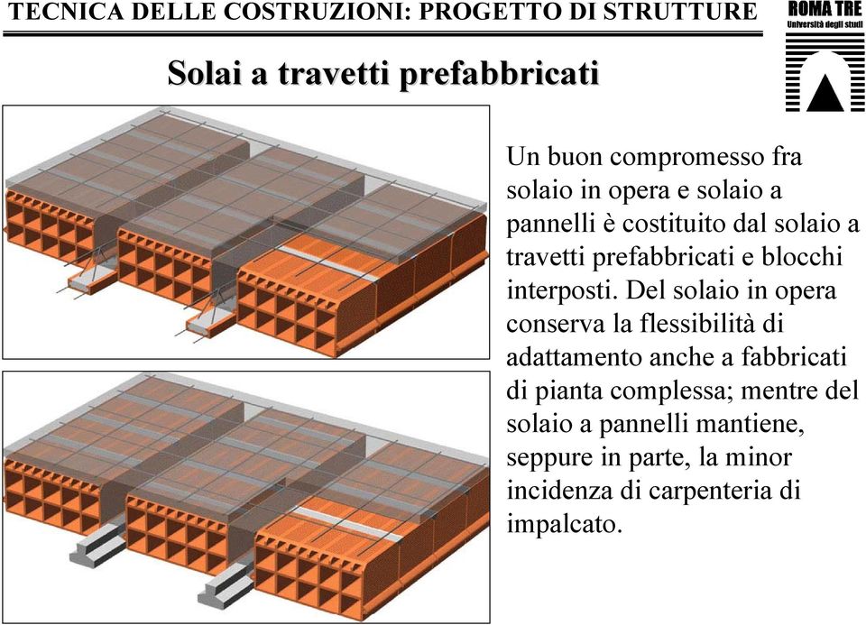 Del solaio in opera conserva la flessibilità di adattamento anche a fabbricati di pianta