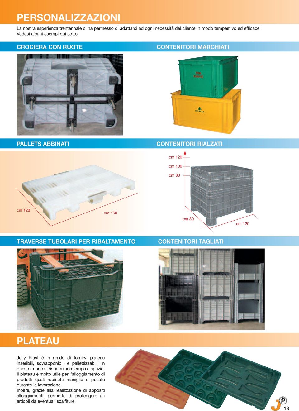 PLATEAU Jolly Plast è in grado di fornirvi plateau inseribili, sovrapponibili e pallettizzabili: in questo modo si risparmiano tempo e spazio.