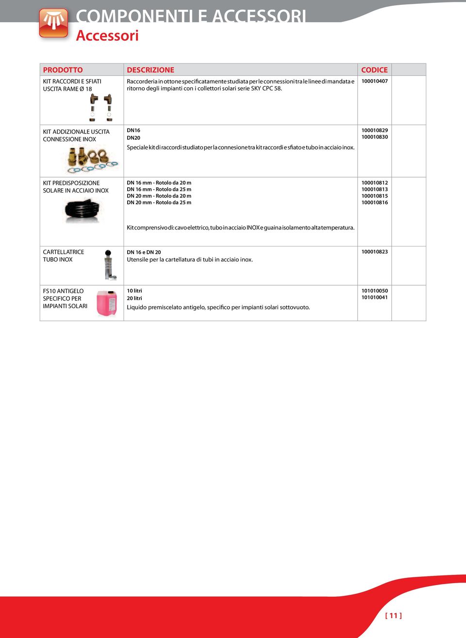 Rotolo da 25 m DN 20 mm - Rotolo da 20 m DN 20 mm - Rotolo da 25 m 100010812 100010813 100010815 100010816 DN 16 e DN 20