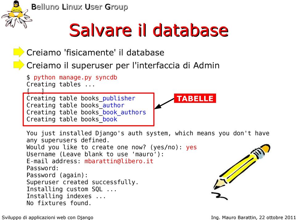 Django's auth system, which means you don't have any superusers defined. Would you like to create one now?