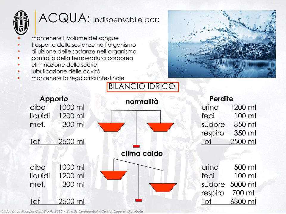 IDRICO Apporto normalità Perdite cibo 1000 ml urina 1200 ml liquidi 1200 ml feci 100 ml met.