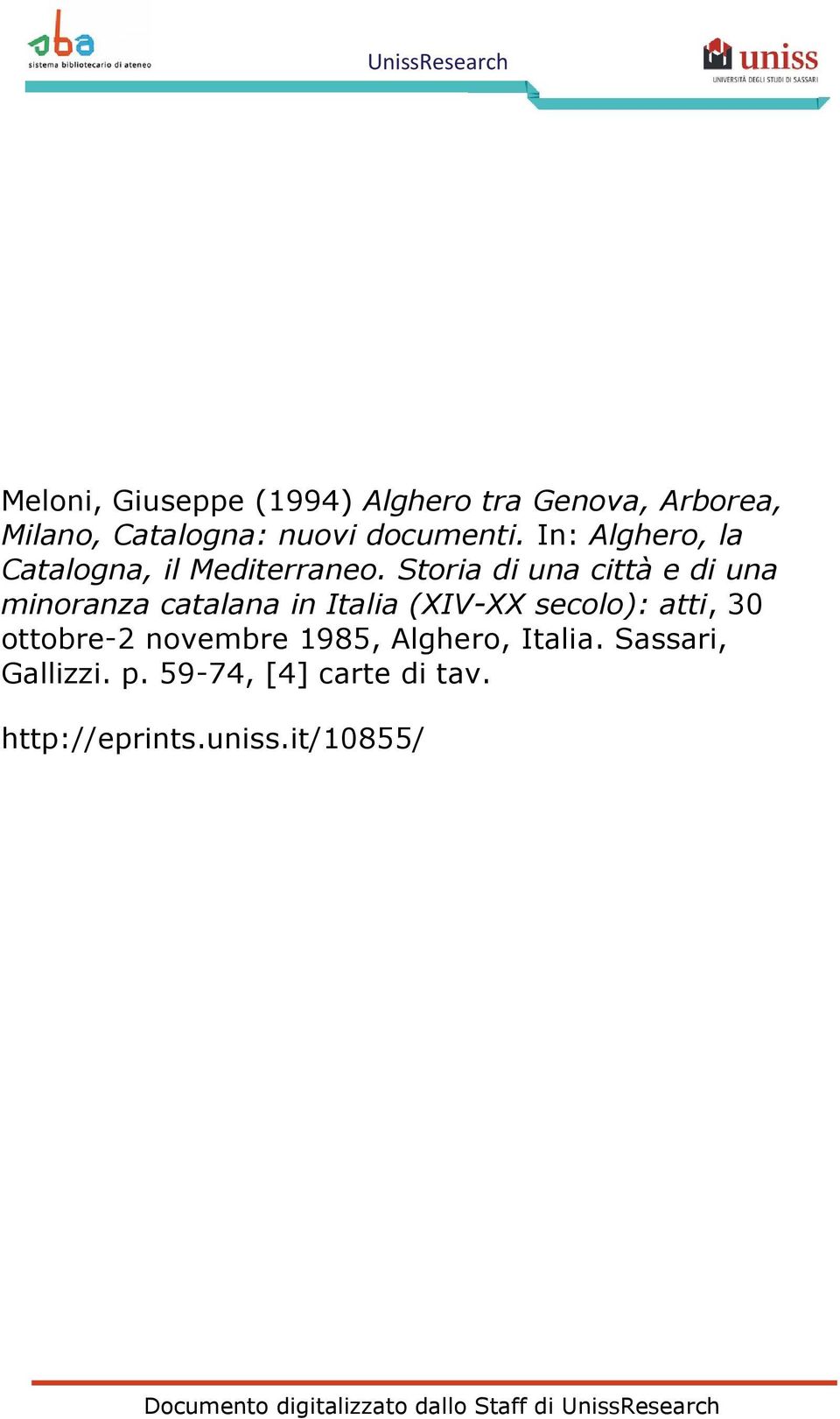 Storia di una città e di una minoranza catalana in Italia (XIV-XX secolo): atti, 30 ottobre-2