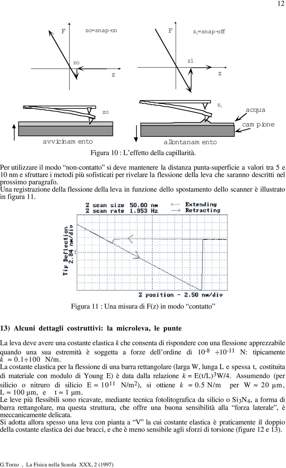 descritti nel prossimo paragrafo. Una registrazione della flessione della leva in funzione dello spostamento dello scanner è illustrato in figura 11.