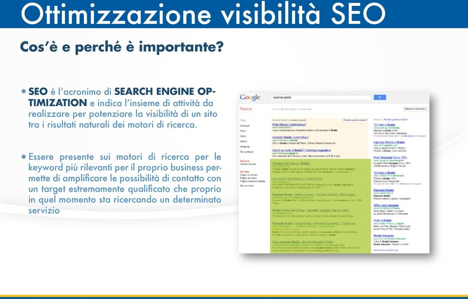 visibilità di un sito tra i risultati naturali dei motori di ricerca.