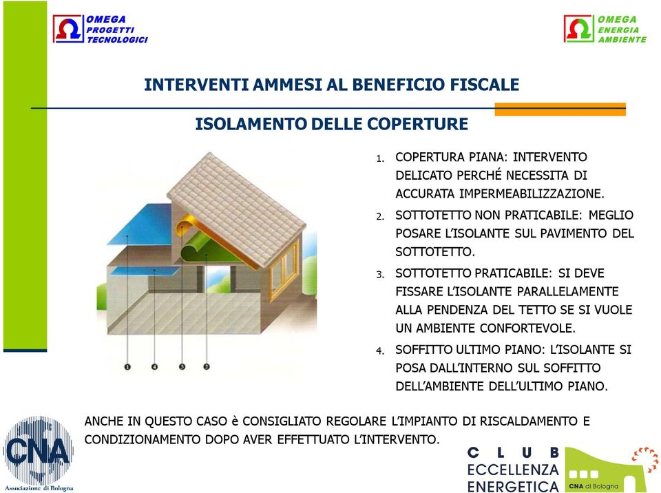 SOTTOTETTO NON PRATICABILE: MEGLIO POSARE L ISOLANTE SUL PAVIMENTO DEL SOTTOTETTO. 3.