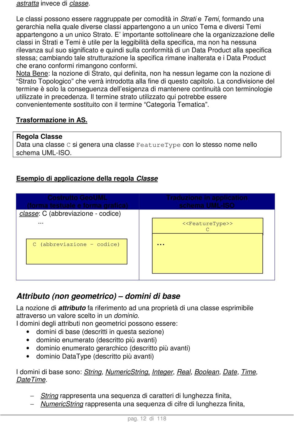 E importante sottolineare che la organizzazione delle classi in Strati e Temi è utile per la leggibilità della specifica, ma non ha nessuna rilevanza sul suo significato e quindi sulla conformità di