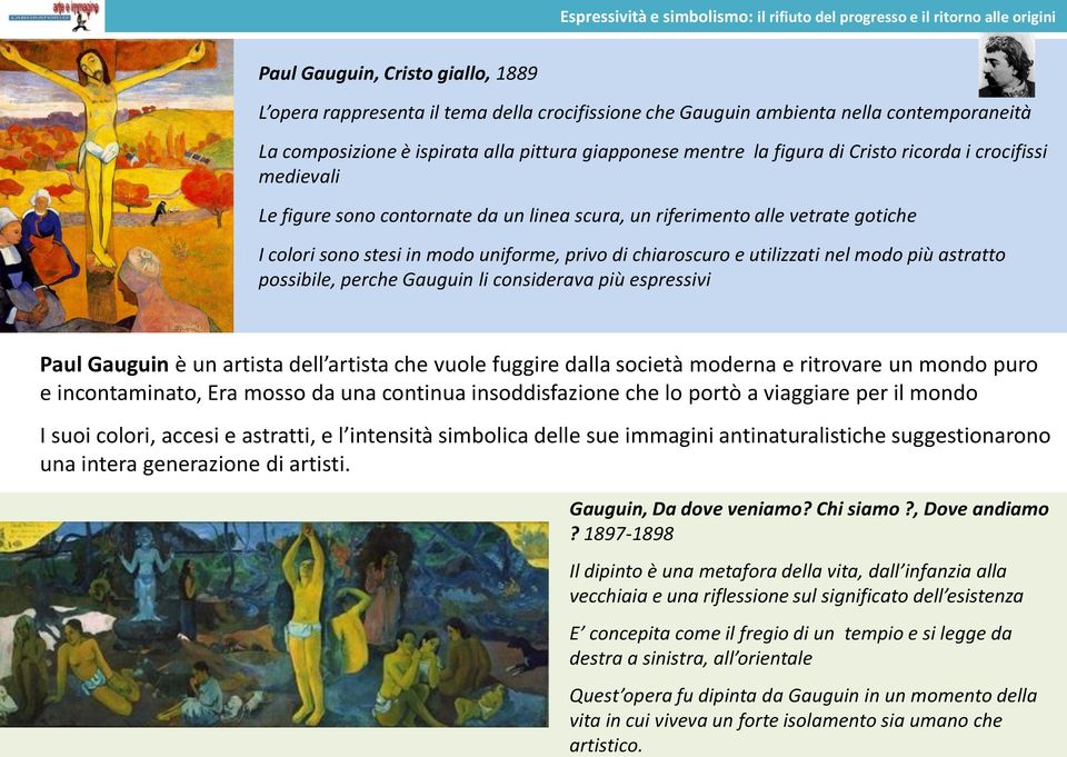 gotiche I colori sono stesi in modo uniforme, privo di chiaroscuro e utilizzati nel modo più astratto possibile, perche Gauguin li considerava più espressivi Paul Gauguin è un artista dell artista