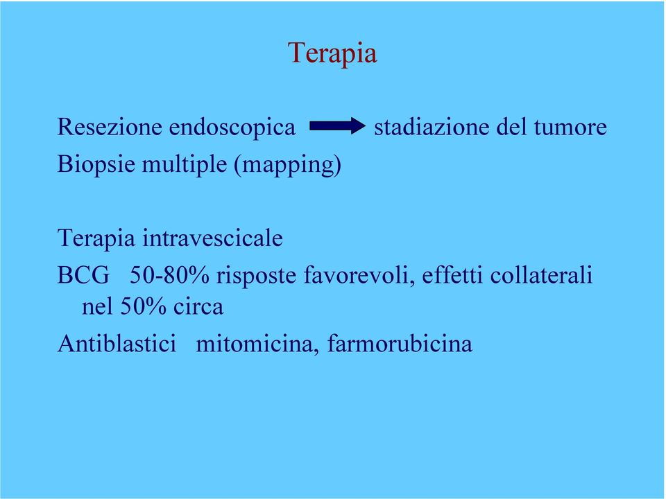 intravescicale BCG 50-80% risposte favorevoli,