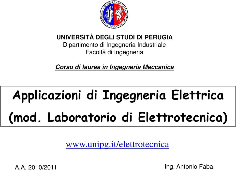 Meccanica Applicazioni di Ingegneria Elettrica (mod.