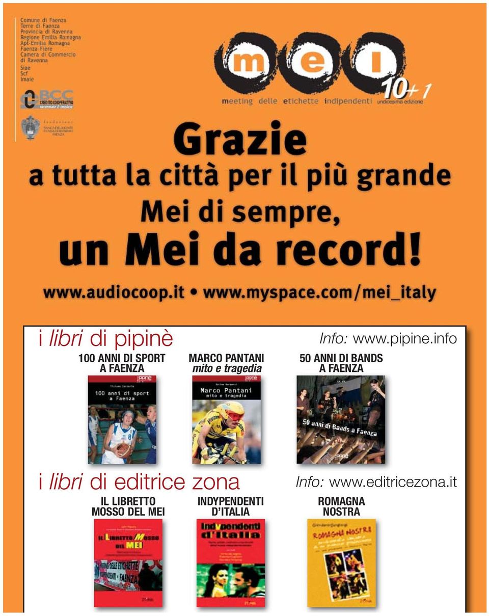 info 50 ANNI DI BANDS A FAENZA i libri di editrice zona IL